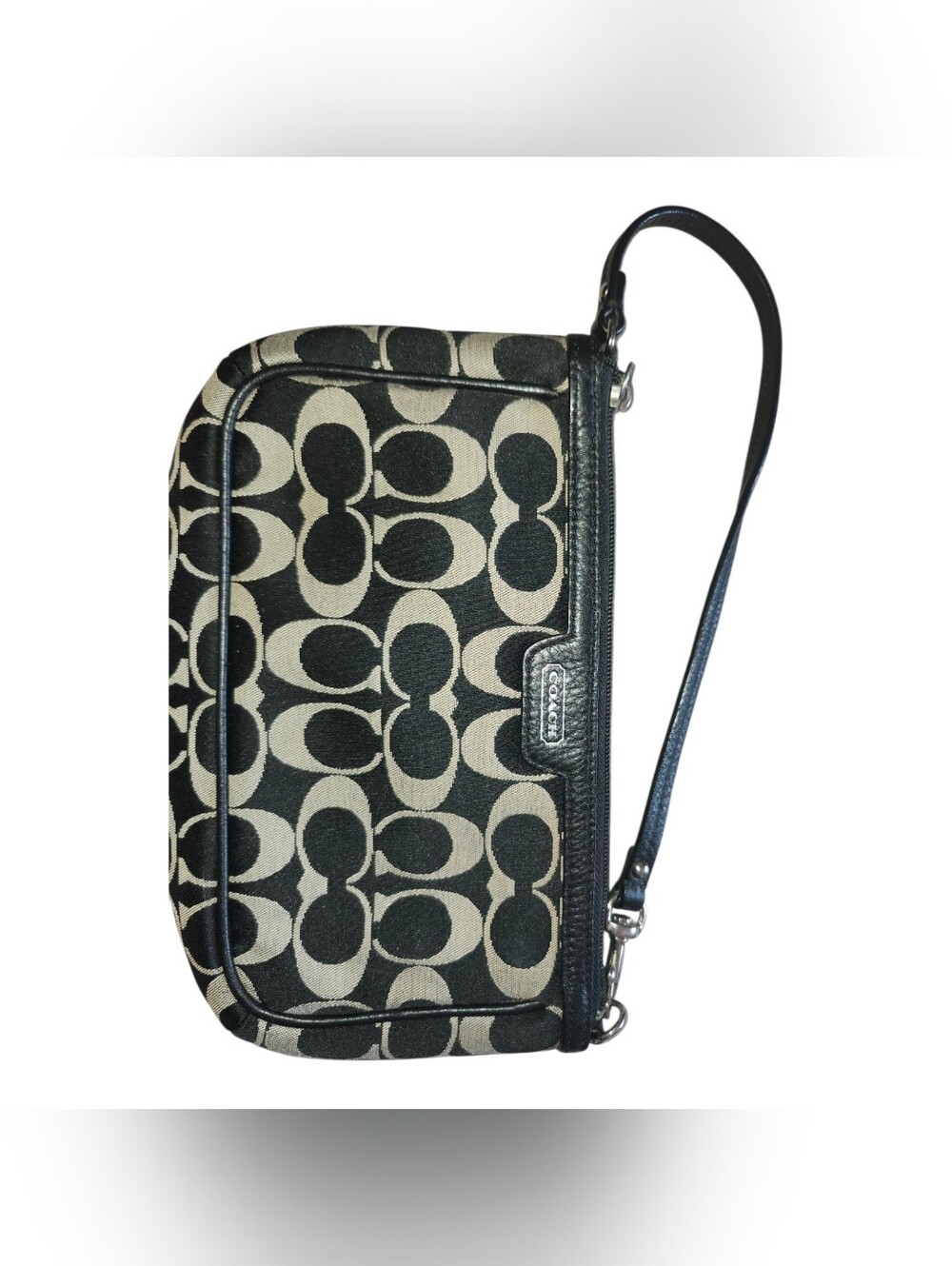 Coach Signature C Print Demi Wristlet Featuring Classic Black
